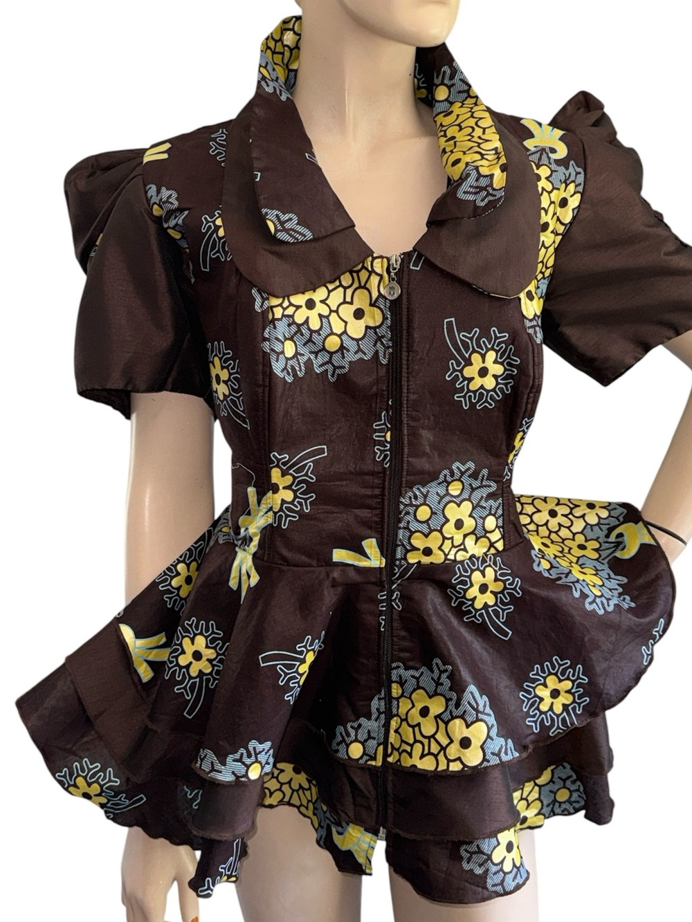 African Ankara Floral Peplum Top